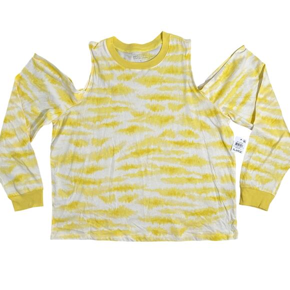 INC Intl Concept Earth Organic Cotton Cold Shoulder Tshirt Jungle Riff Yellow XL - Picture 1 of 8